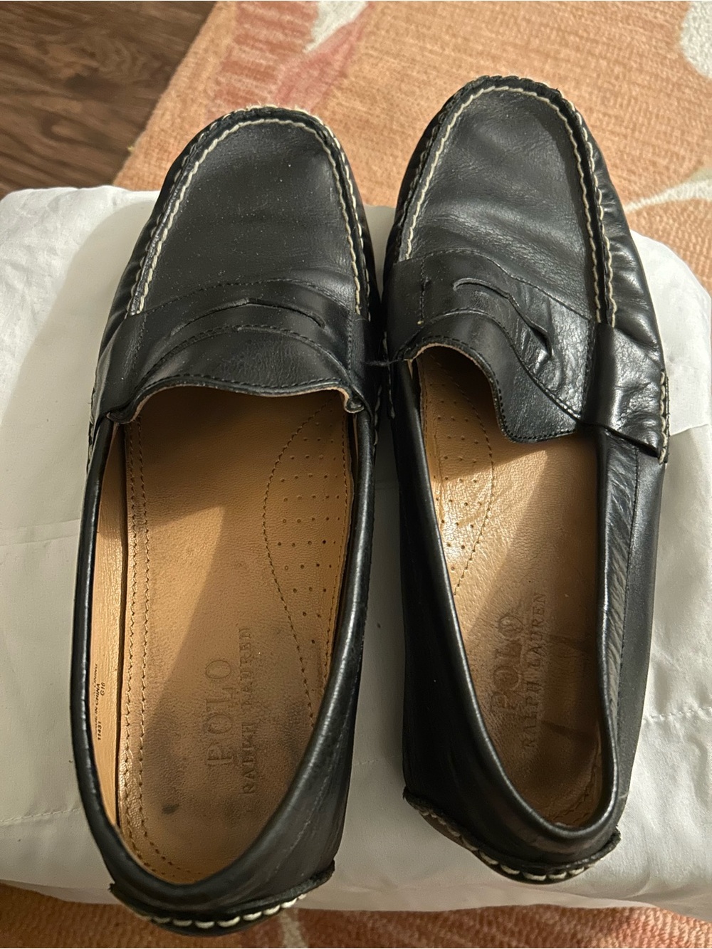 Ralph Lauren Black Leather Penny Loafers